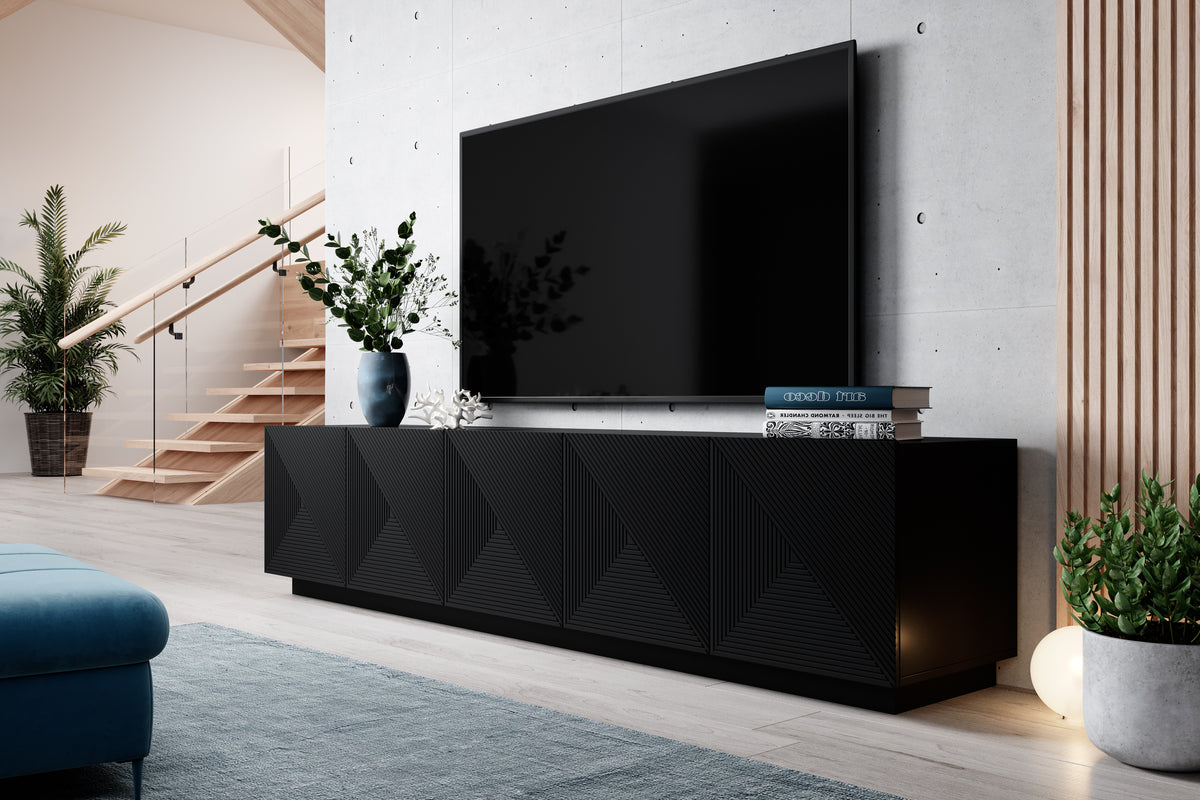 Mobile TV 5 ante in legno laminato Asha 200 x 40 cm