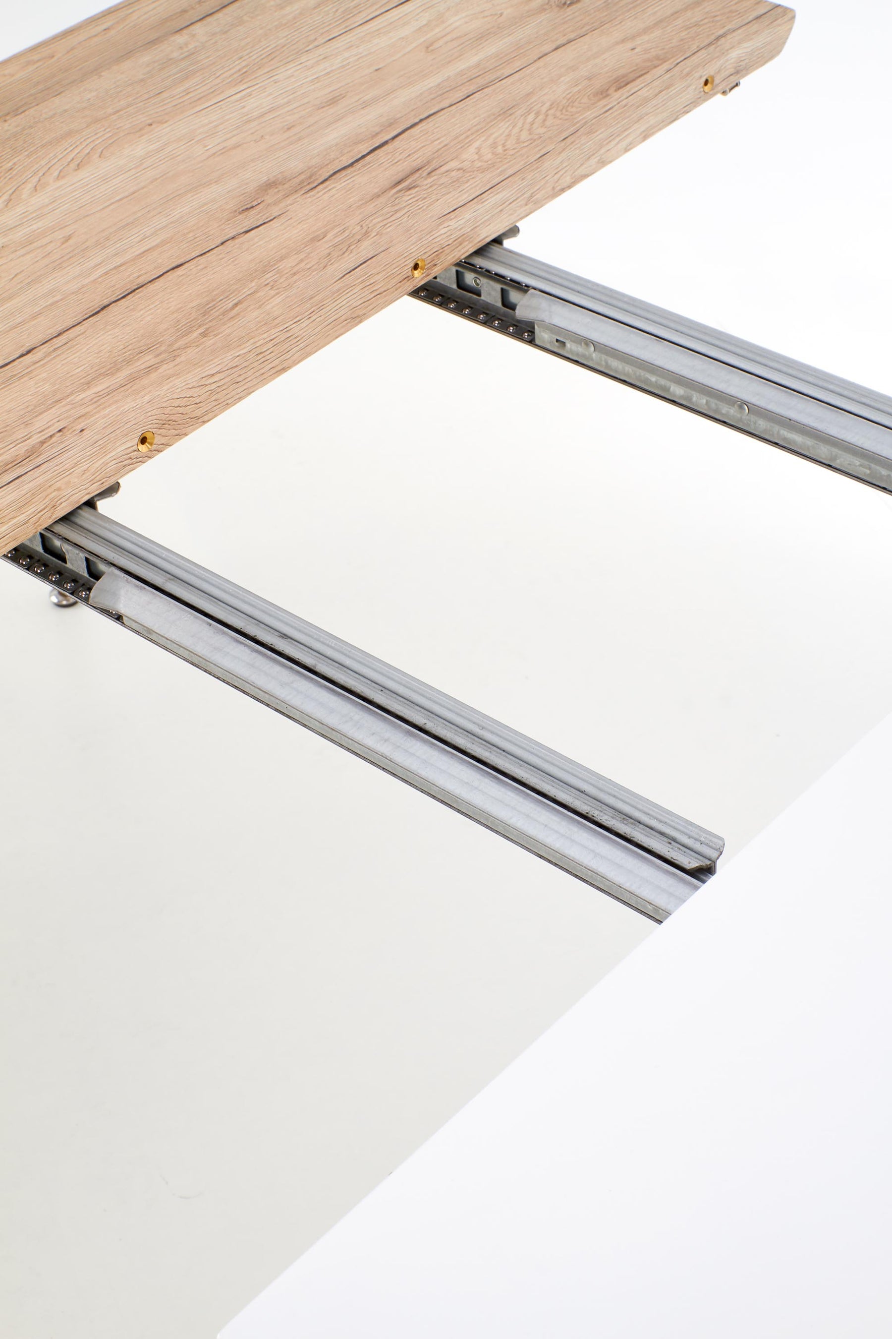 Tavolo allungabile in legno MDF laccato bianco con allunga e gambe legno naturale Caliber 160x90 cm - allungabile fino a 200 cm
