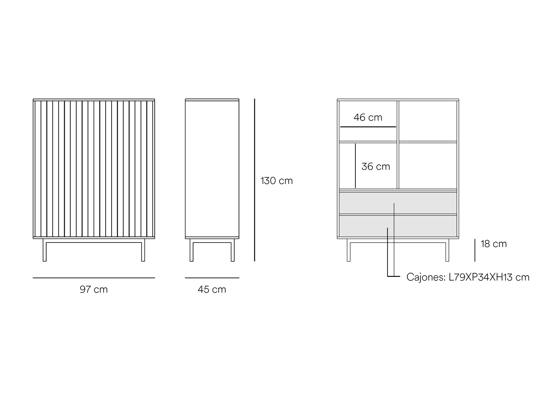 Credenza bianca 2 ante Sierra di Teulat 97x130 cm