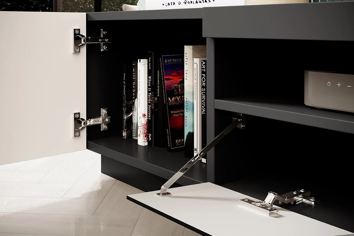 Mobile TV 2 ante 1 cassetto a ribalta in legno laminato Loftia 200x37 cm