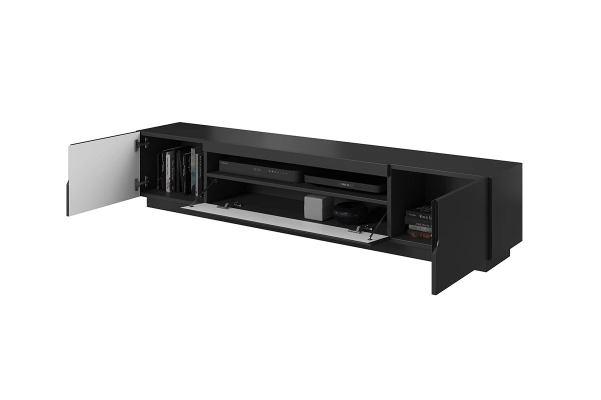 Mobile TV 2 ante 1 cassetto a ribalta in legno laminato Loftia 200x37 cm