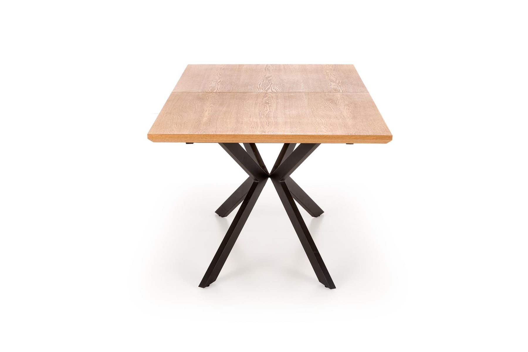 Tavolo allungabile in legno impiallacciato rovere con gambe in acciaio nero Legarto 160x90 cm - allungabile fino a 200 cm