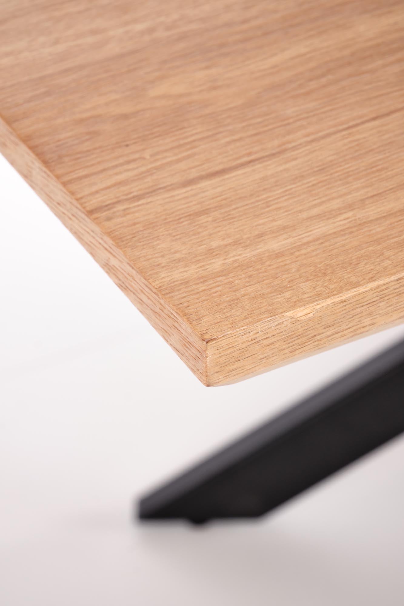 Tavolo allungabile in legno impiallacciato rovere con gambe in acciaio nero Legarto 160x90 cm - allungabile fino a 200 cm
