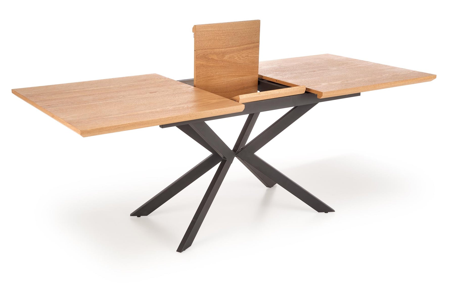 Tavolo allungabile in legno impiallacciato rovere con gambe in acciaio nero Legarto 160x90 cm - allungabile fino a 200 cm