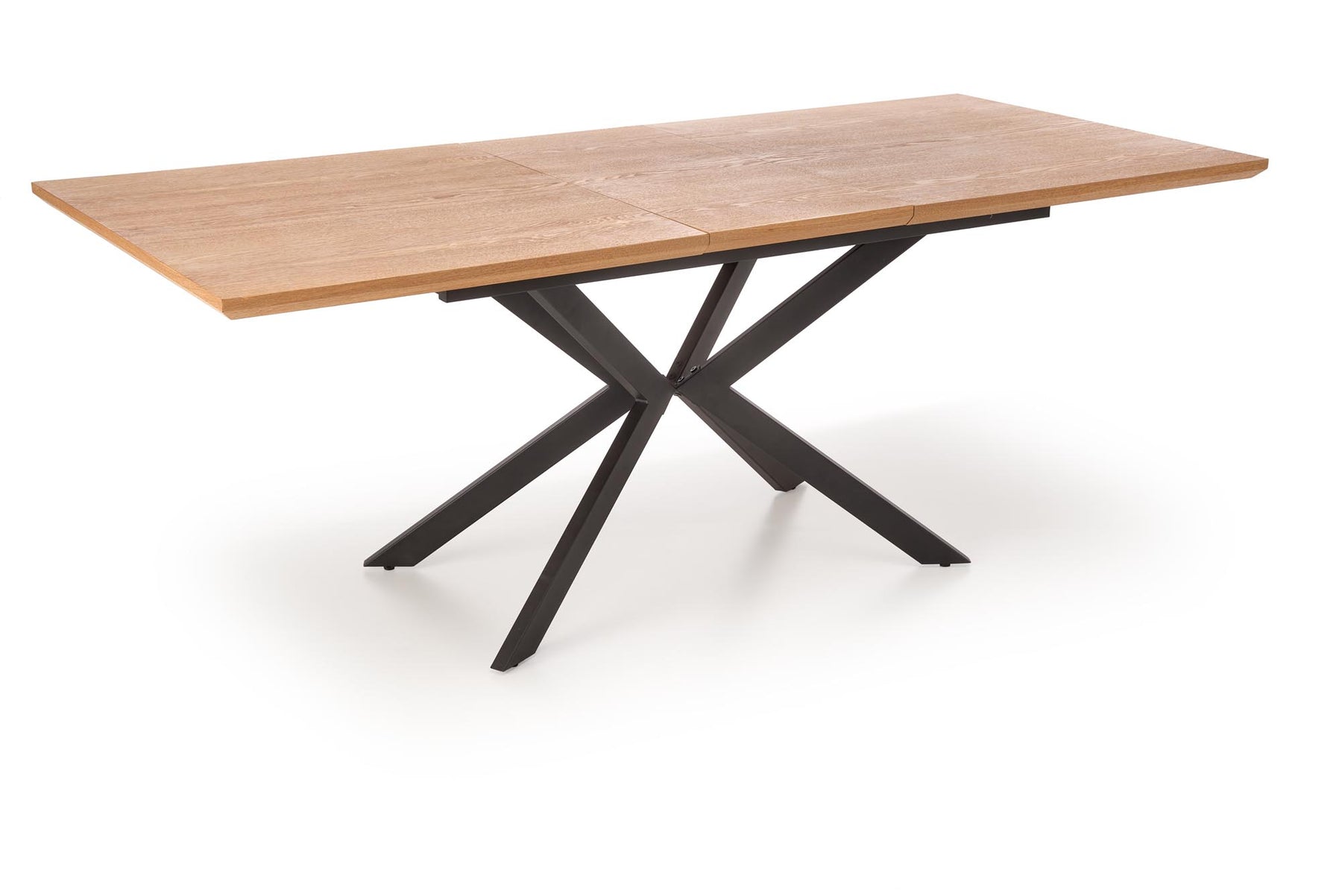 Tavolo allungabile in legno impiallacciato rovere con gambe in acciaio nero Legarto 160x90 cm - allungabile fino a 200 cm