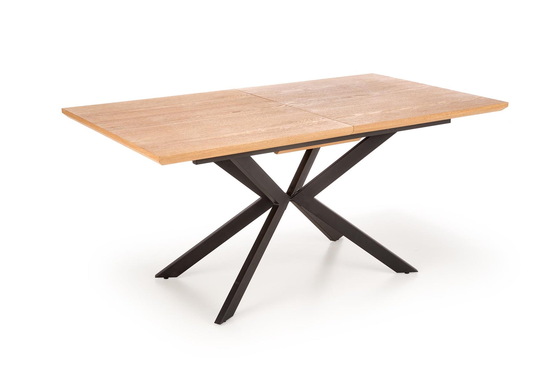 Tavolo allungabile in legno impiallacciato rovere con gambe in acciaio nero Legarto 160x90 cm - allungabile fino a 200 cm