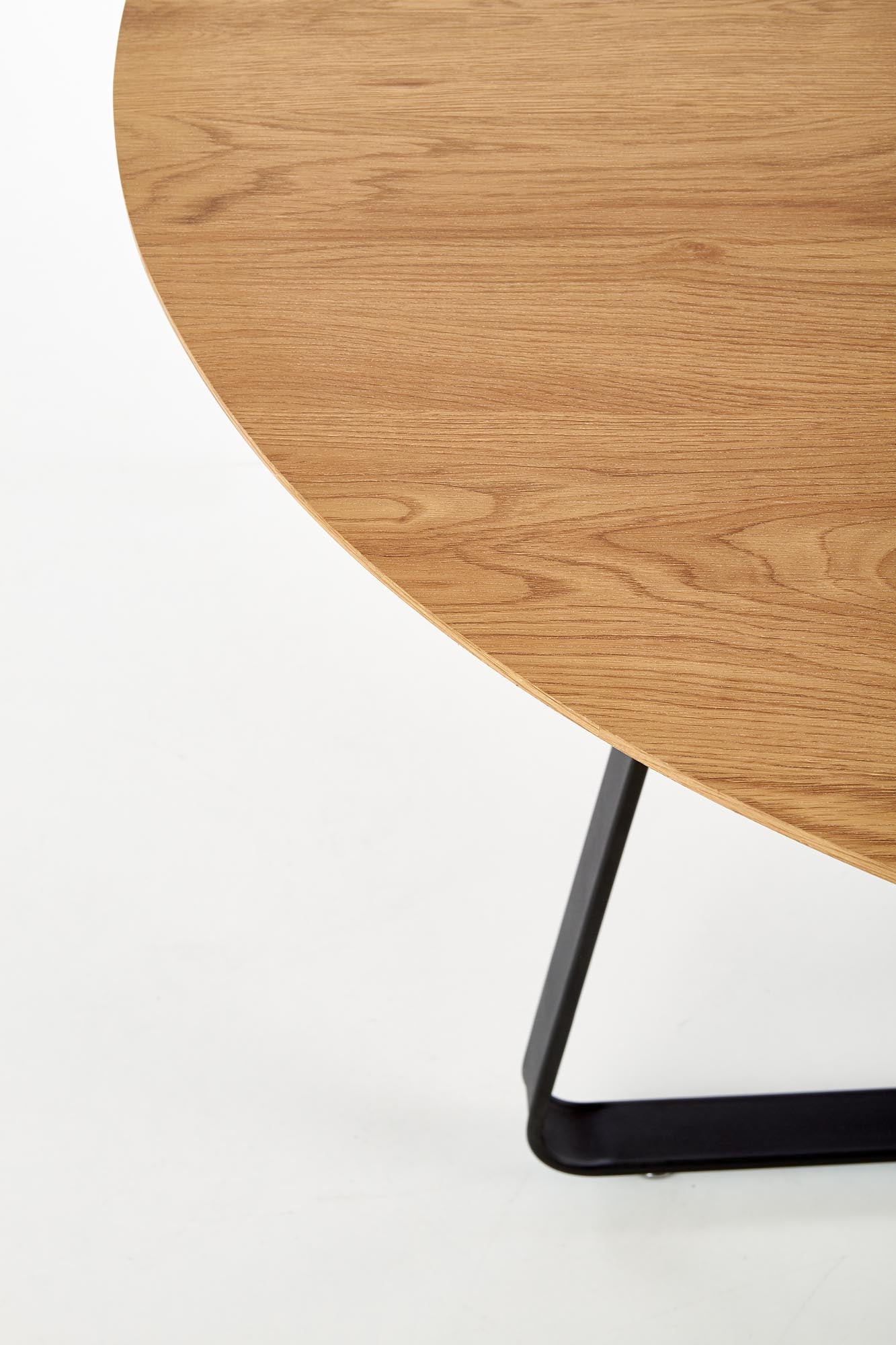 Tavolo tondo in MDF laminato rovere e piede in metallo nero Looper Ø 120 cm