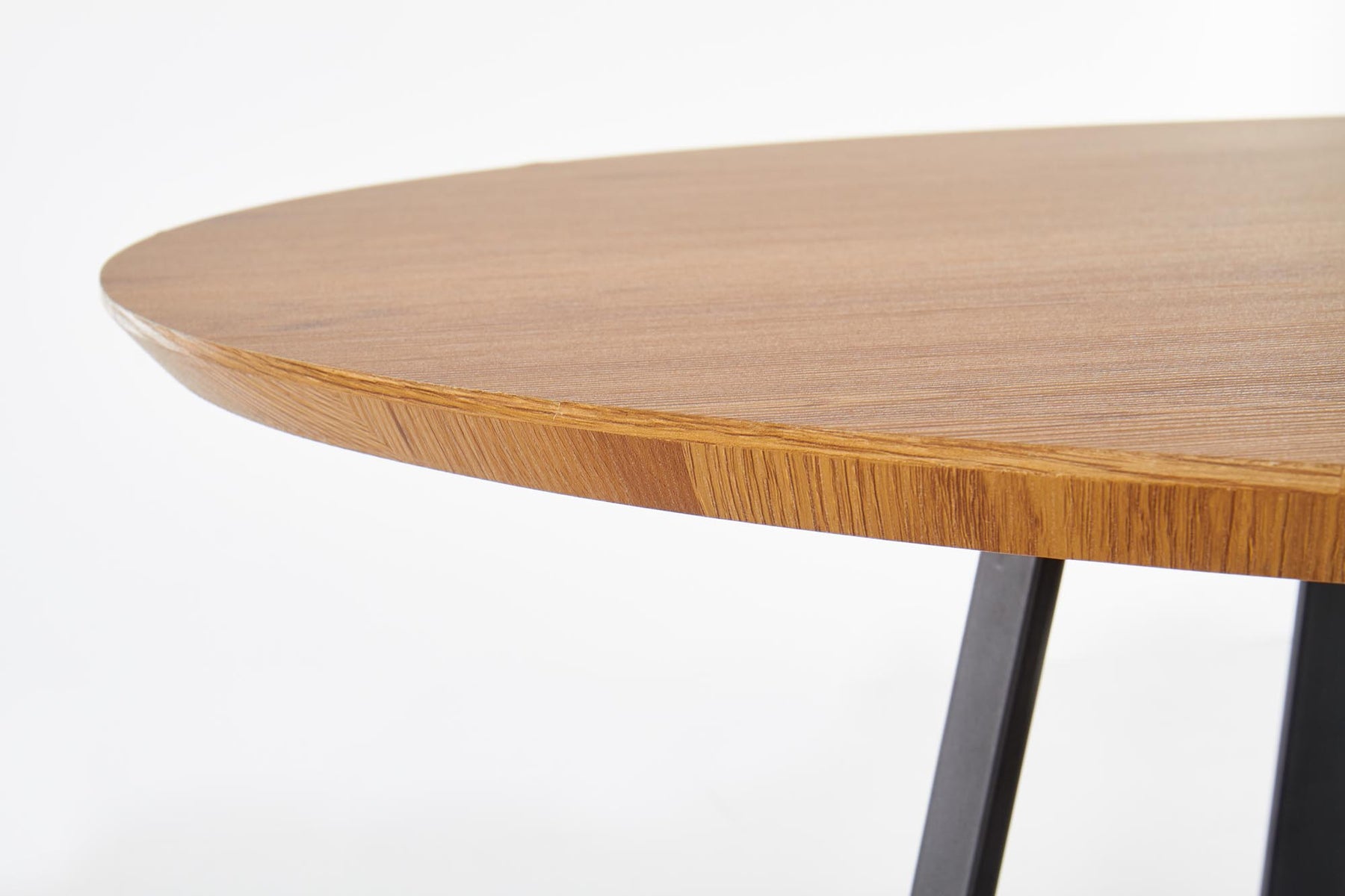 Tavolo tondo in MDF laminato rovere e piede in metallo nero Looper Ø 120 cm
