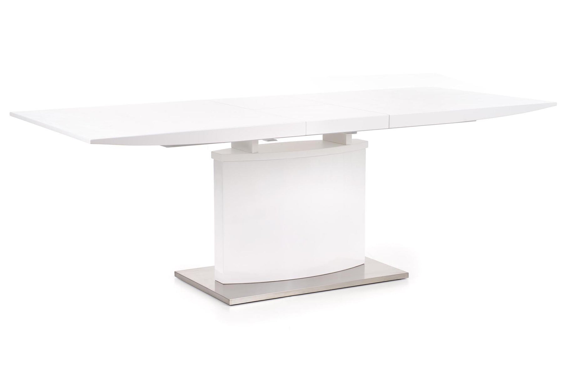 Tavolo allungabile in legno MDF laccato bianco con base in acciaio Marcello 180x90 cm - allungabile fino a 220 cm