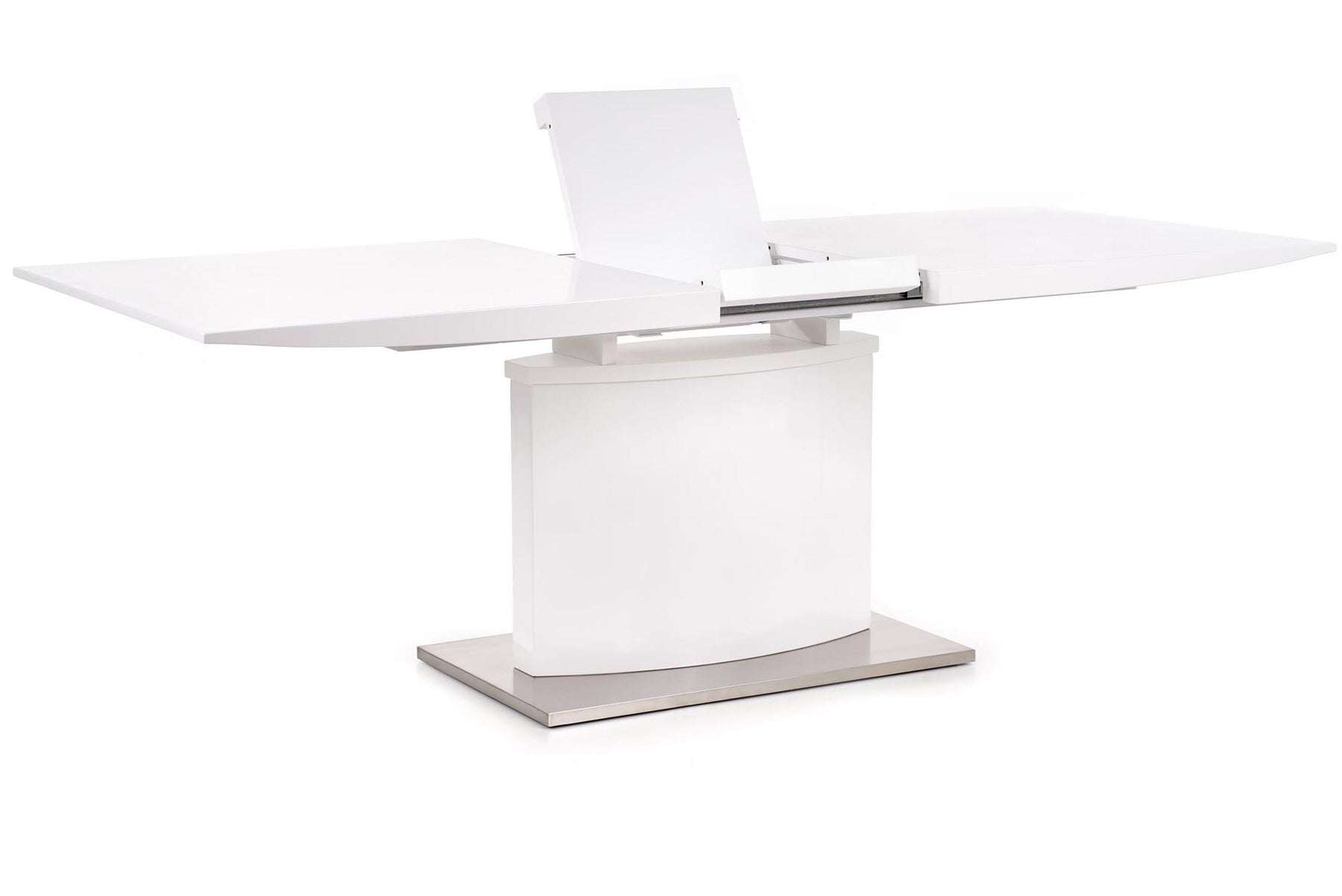 Tavolo allungabile in legno MDF laccato bianco con base in acciaio Marcello 180x90 cm - allungabile fino a 220 cm