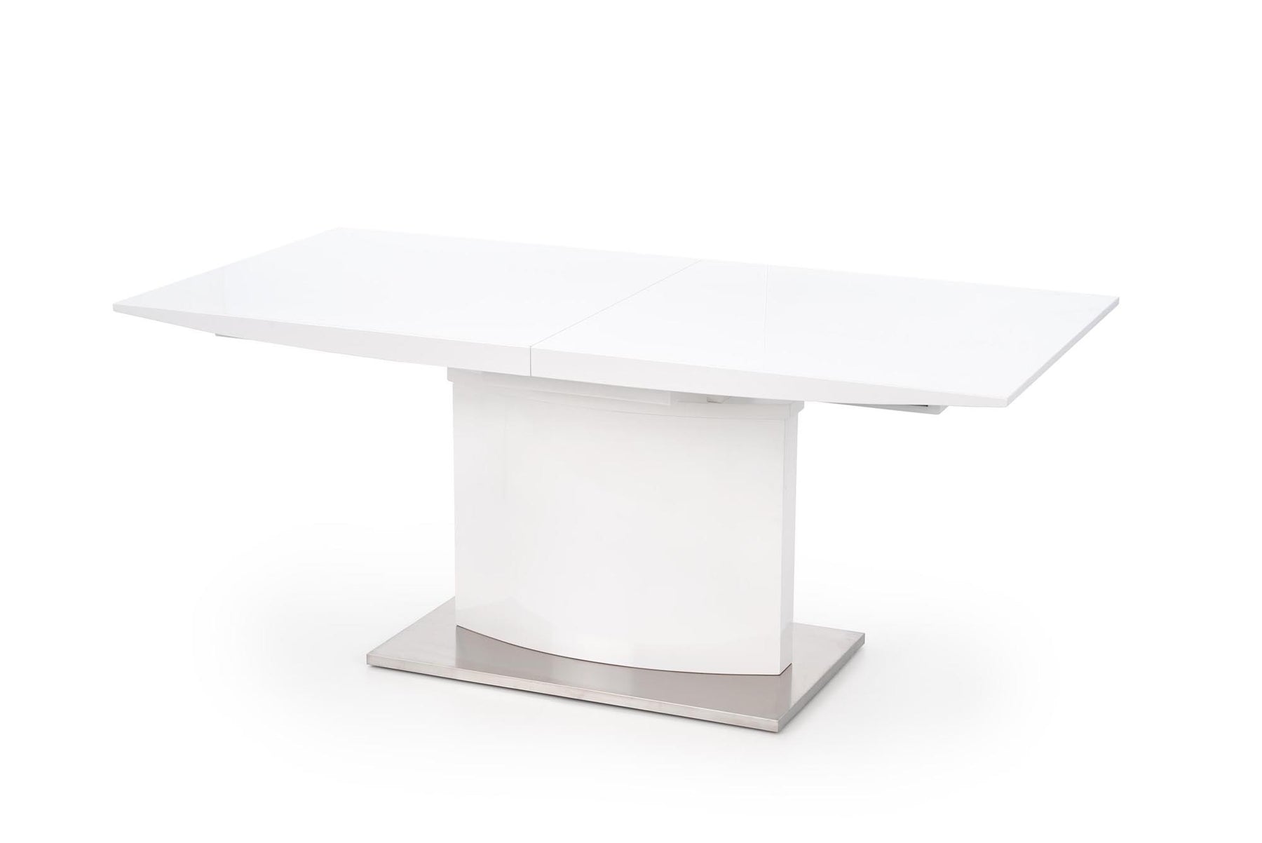 Tavolo allungabile in legno MDF laccato bianco con base in acciaio Marcello 180x90 cm - allungabile fino a 220 cm