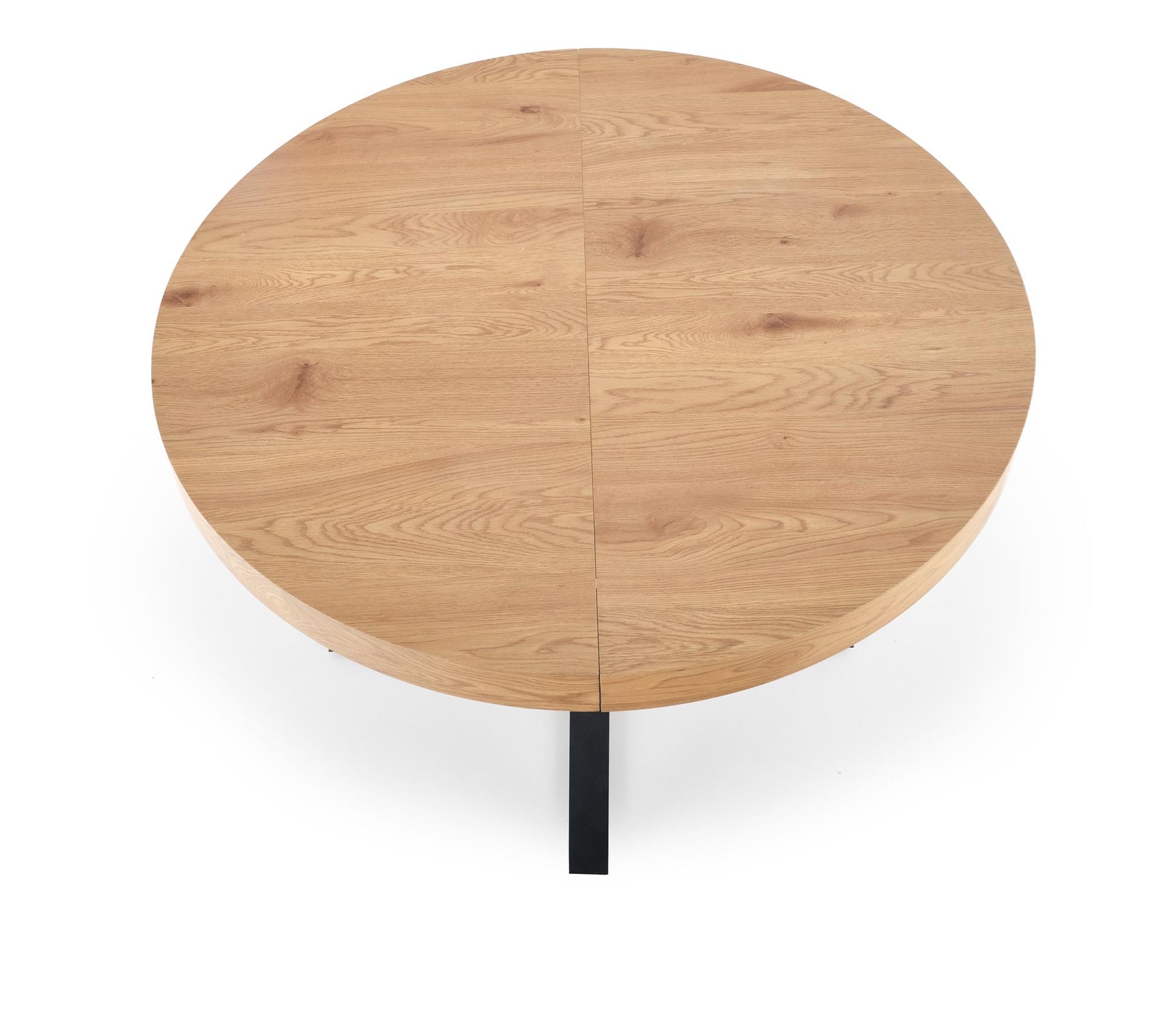 Tavolo tondo allungabile in MDF laminato rovere con gambe in acciaio nero Mercy Ø 120 cm - allungabile a 160cm
