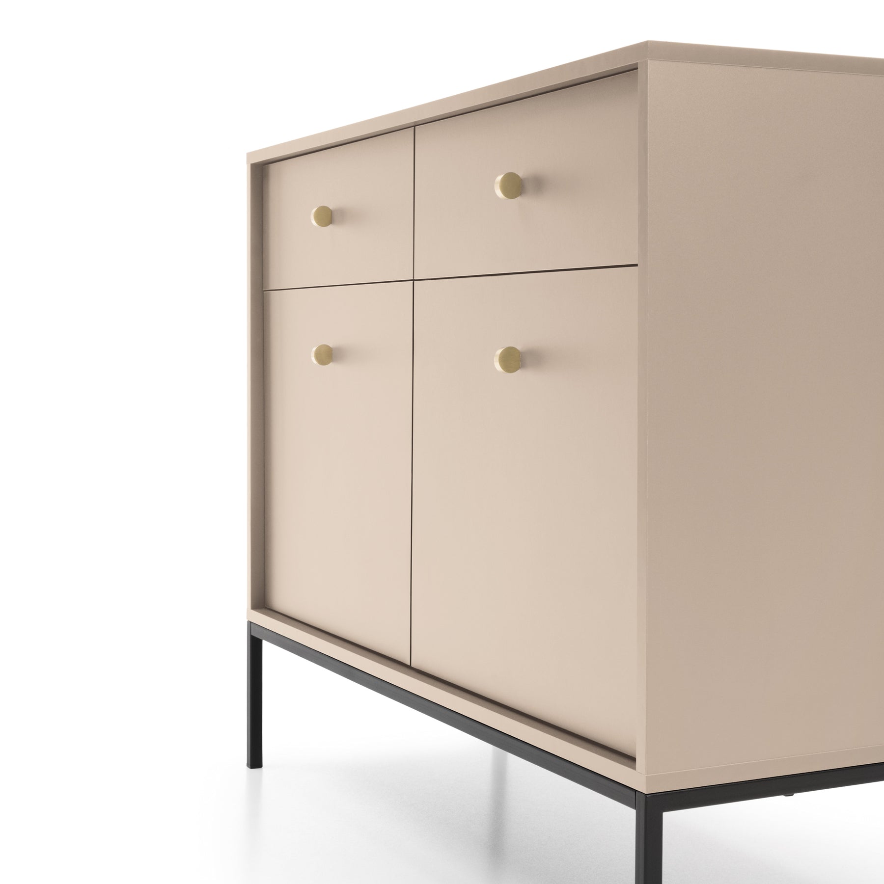 Madia con piedi in metallo 2 ante 2 cassetti in legno laminato Canterno 104x83 cm