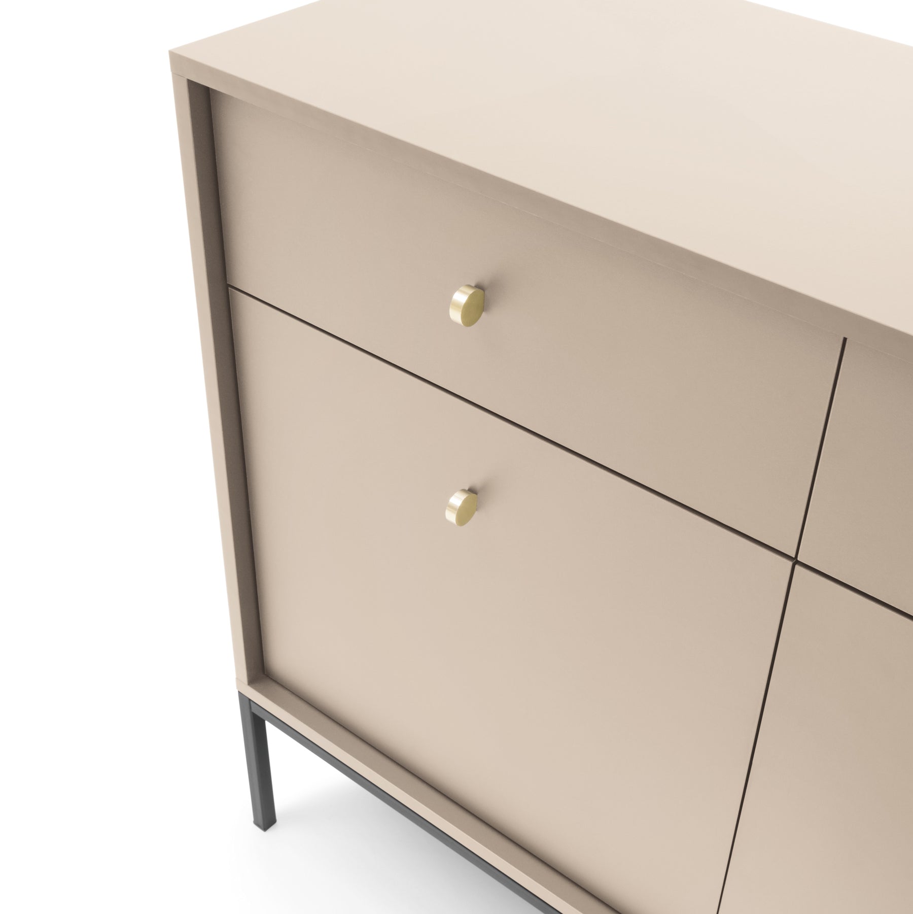 Madia con piedi in metallo 2 ante 2 cassetti in legno laminato Canterno 104x83 cm
