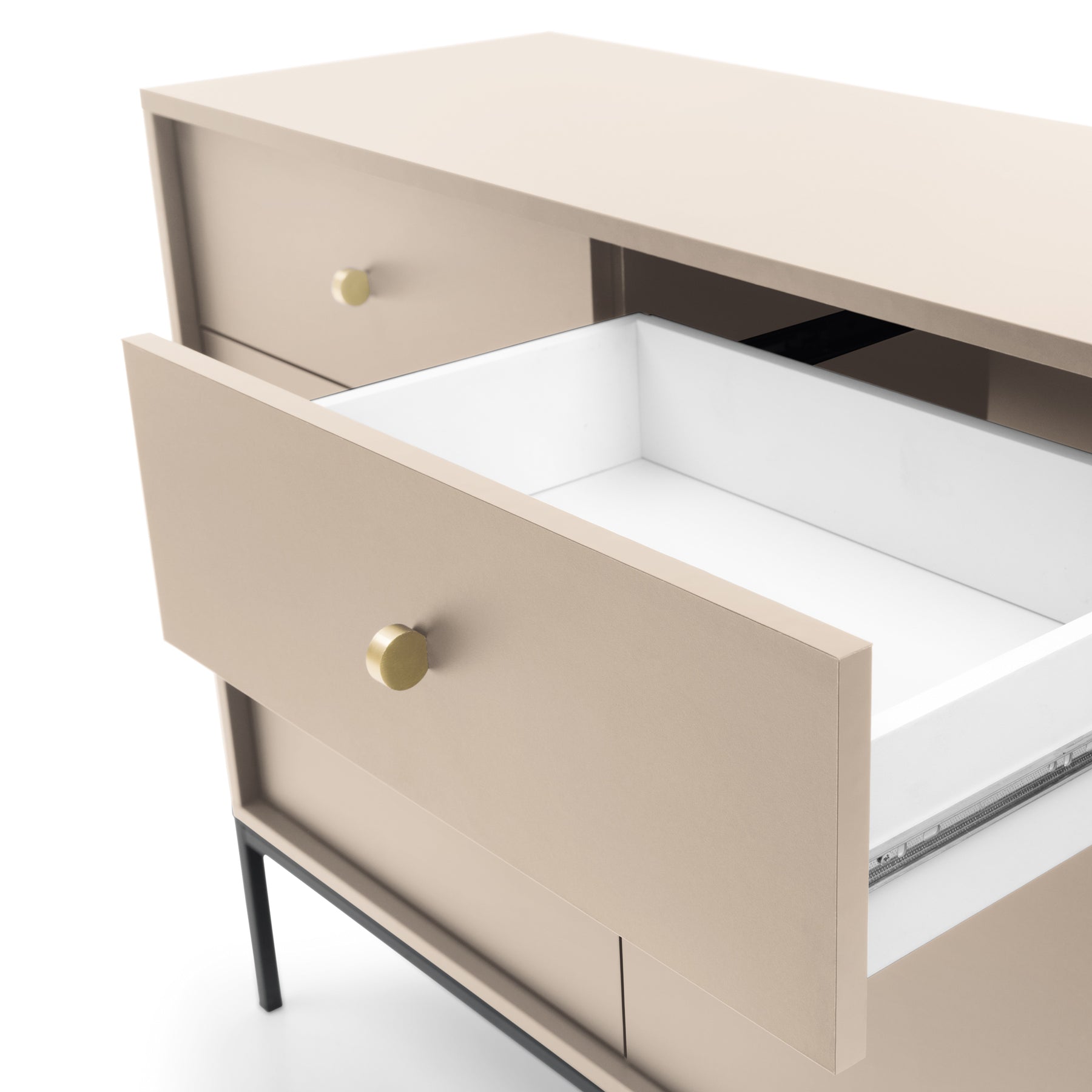 Madia con piedi in metallo 2 ante 2 cassetti in legno laminato Canterno 104x83 cm