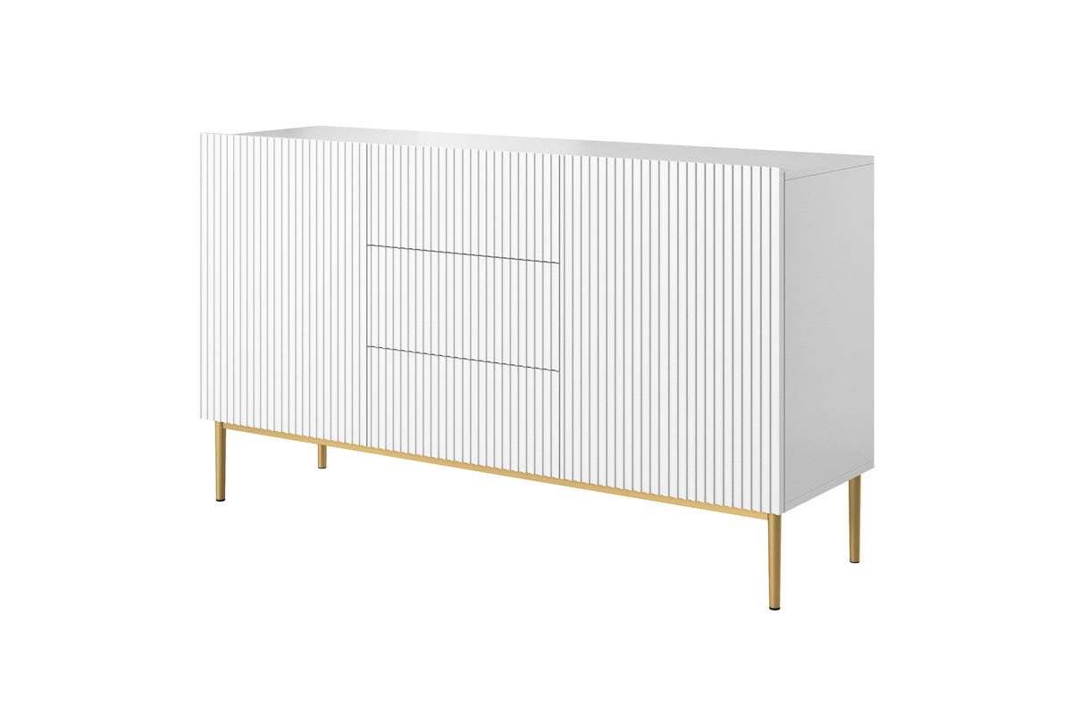 Madia 2 ante 3 cassetti centrali con piede in metallo oro Nicole 150x45 cm