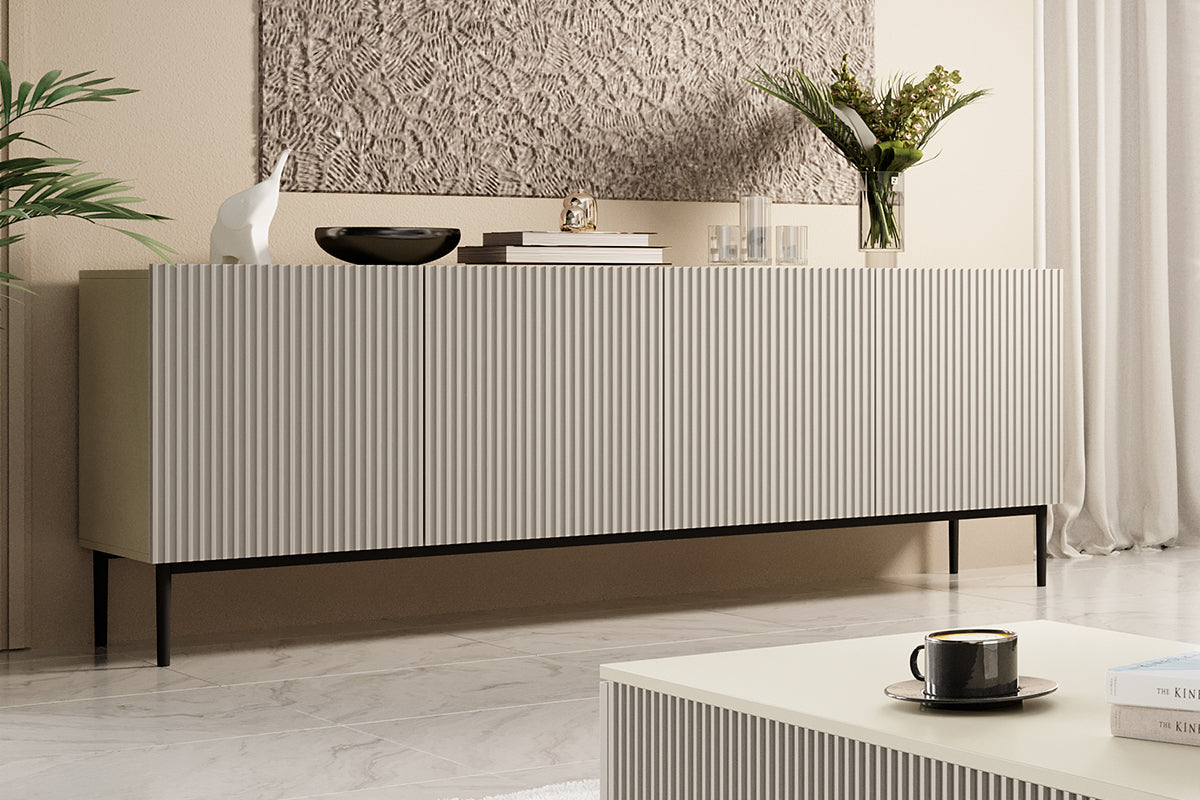 Madia 4 ante con piede in metallo nero Nicole 200x45 cm