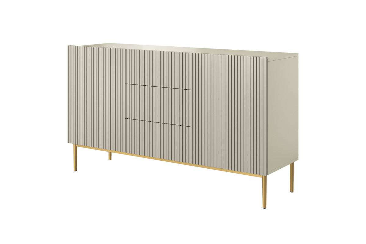 Madia cashmere 2 ante 3 cassetti centrali con piede in metallo oro Nicole 150 x 45 cm