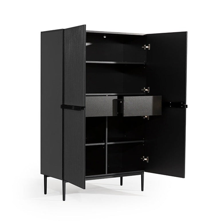 Credenza 2 ante con piede in metallo nero Nicole 100x160 cm