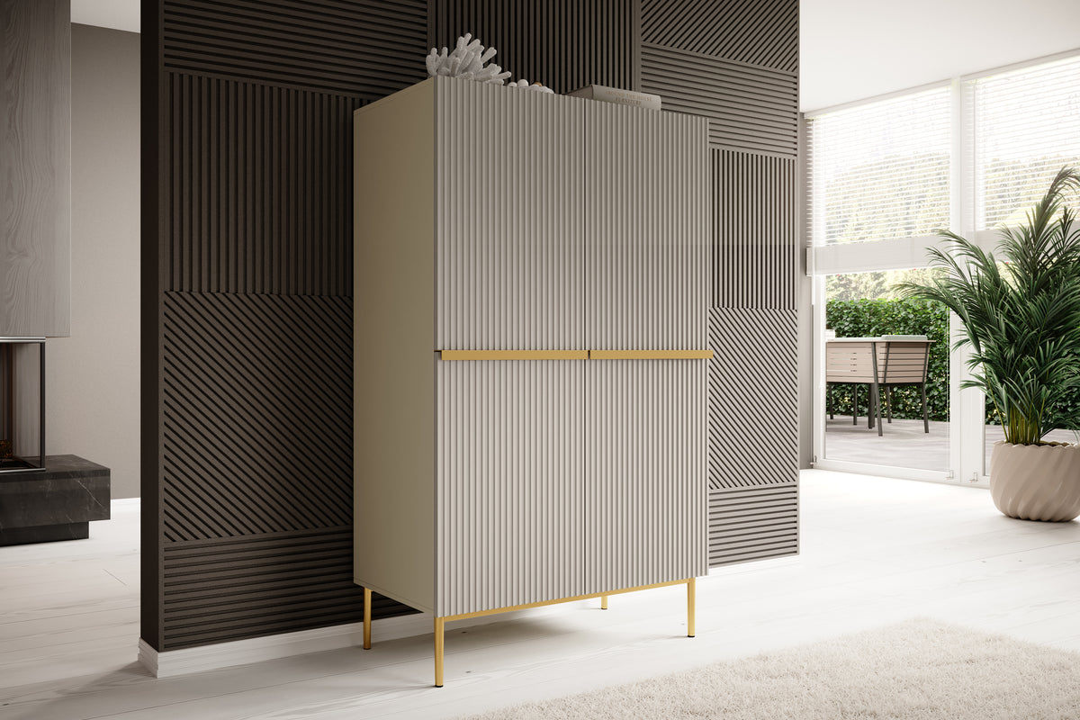 Credenza cashmere 2 ante con piede in metallo oro Nicole 100 x 160 cm