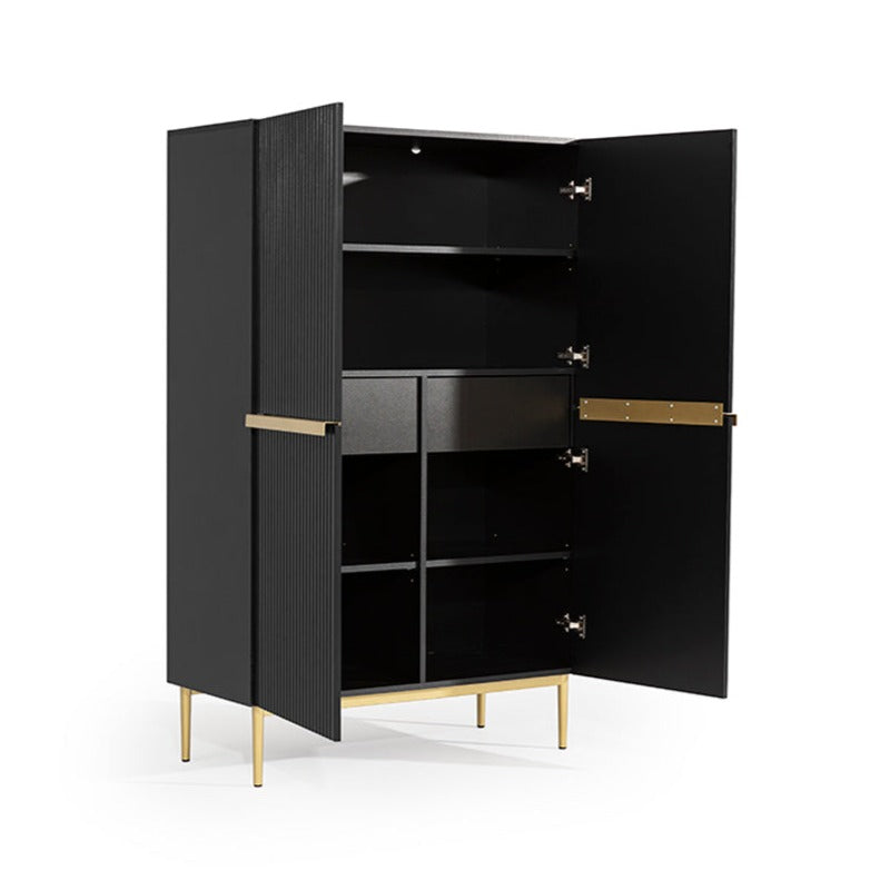 Credenza 2 ante con piede in metallo oro Nicole 100 x 160 cm