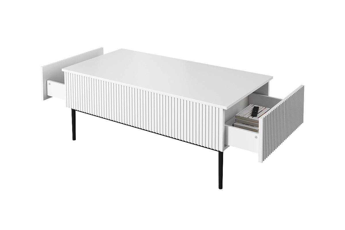 Tavolino Nicole 2 cassetti 120x60 cm piede in metallo nero