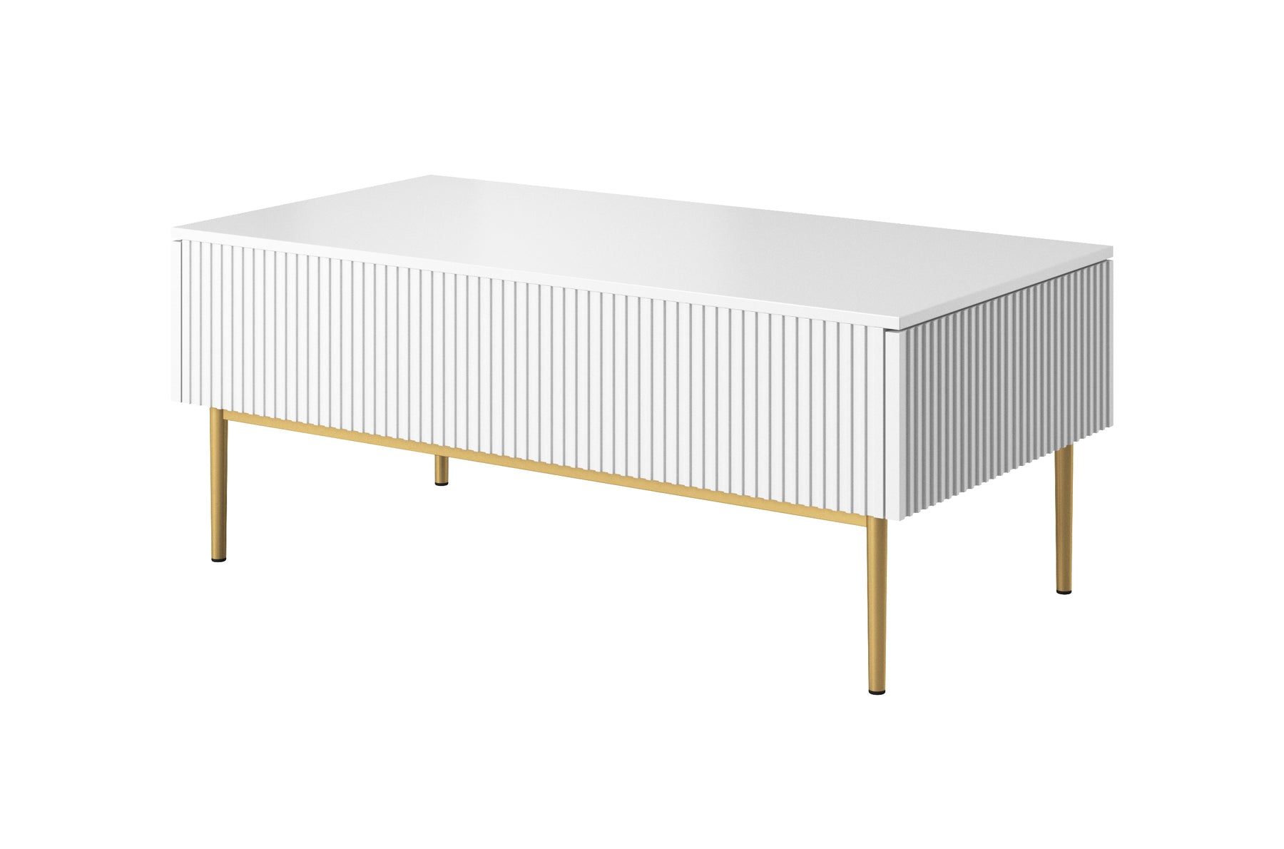 Tavolino Nicole 2 cassetti 120x60 cm piede in metallo oro