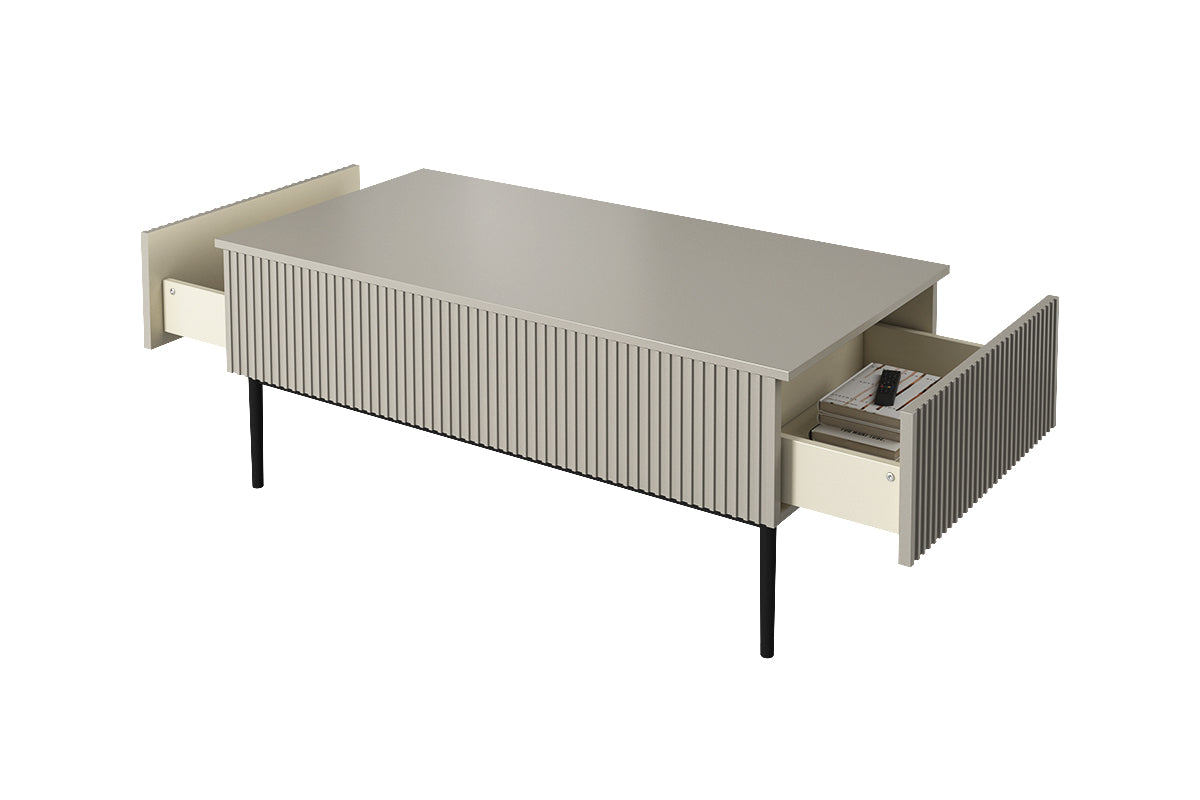 Tavolino Nicole 2 cassetti 120x60 cm piede in metallo nero