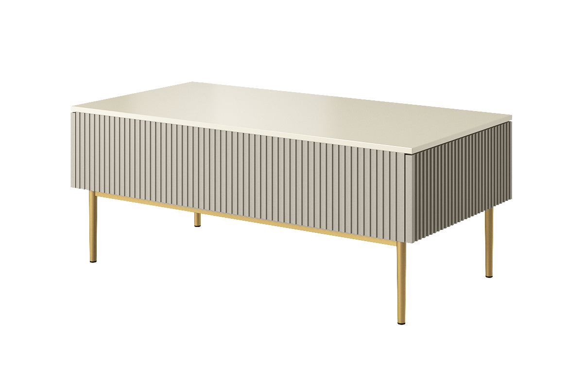 Tavolino Nicole 2 cassetti 120x60 cm piede in metallo oro