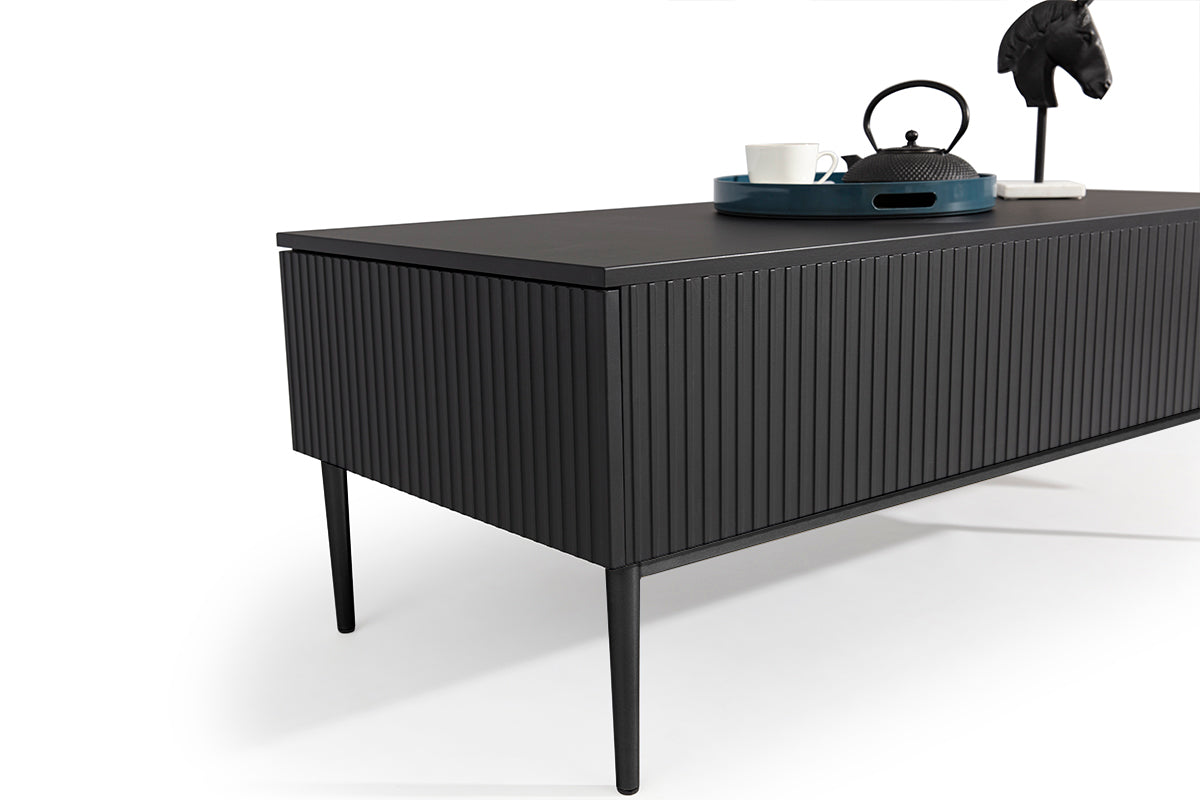 Tavolino Nicole 2 cassetti 120x60 cm piede in metallo nero