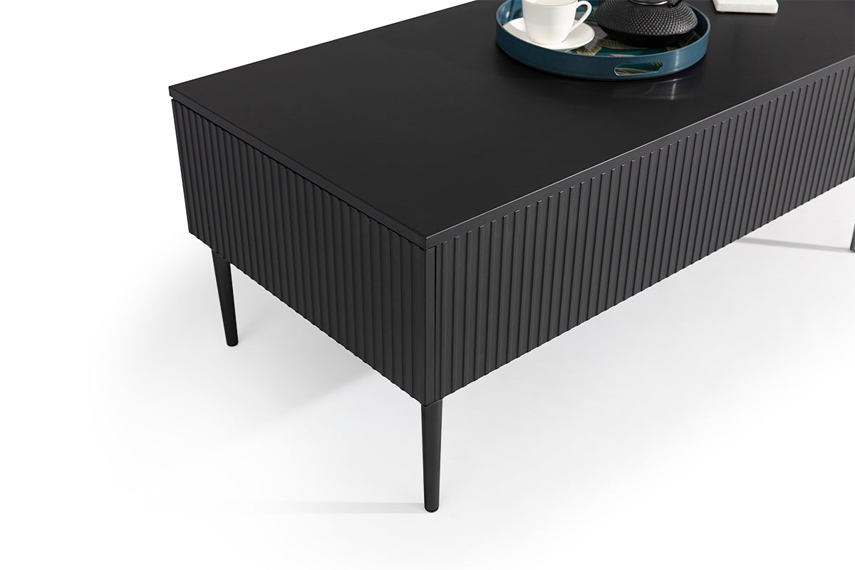 Tavolino Nicole 2 cassetti 120x60 cm piede in metallo nero