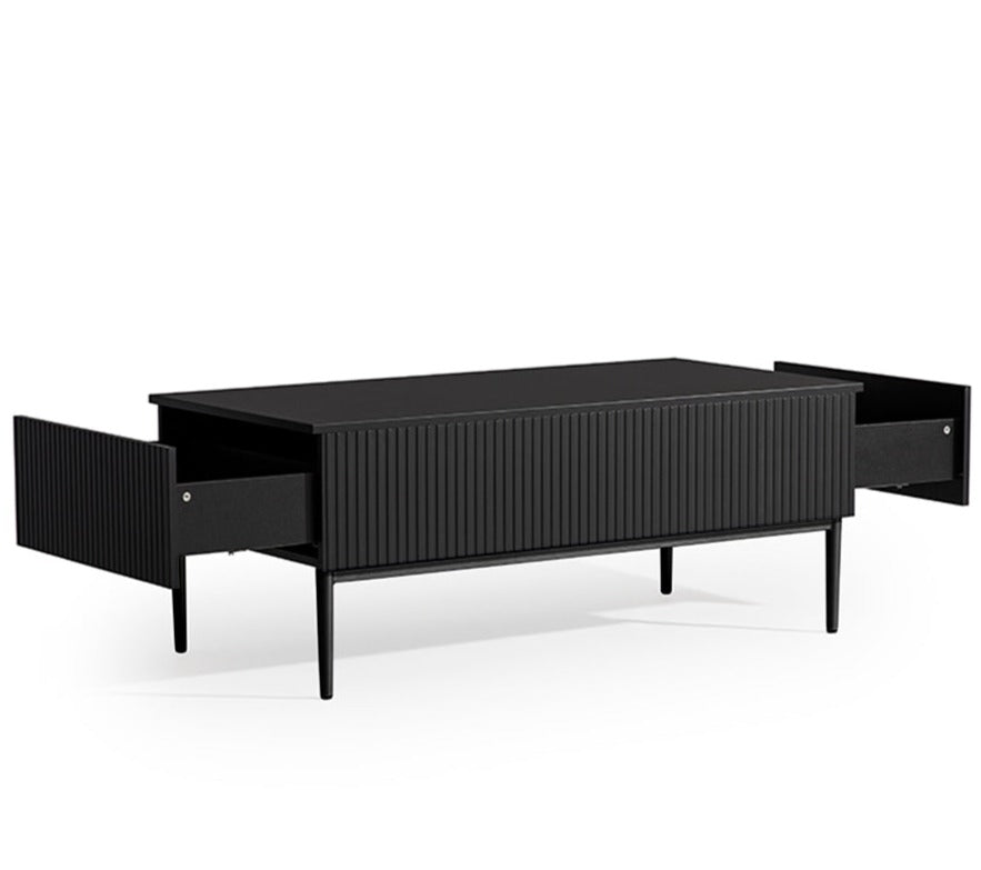 Tavolino Nicole 2 cassetti 120x60 cm piede in metallo nero
