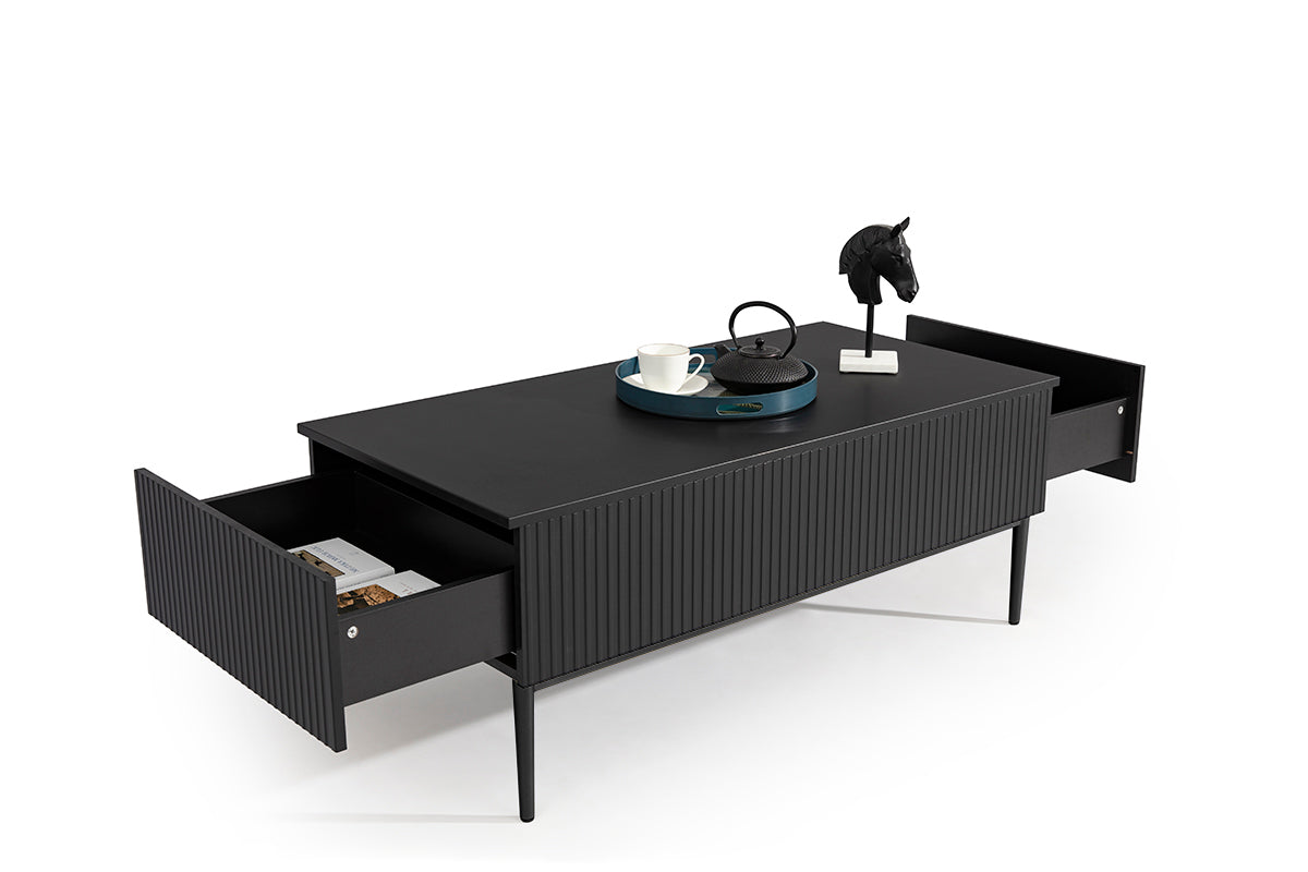 Tavolino Nicole 2 cassetti 120x60 cm piede in metallo nero