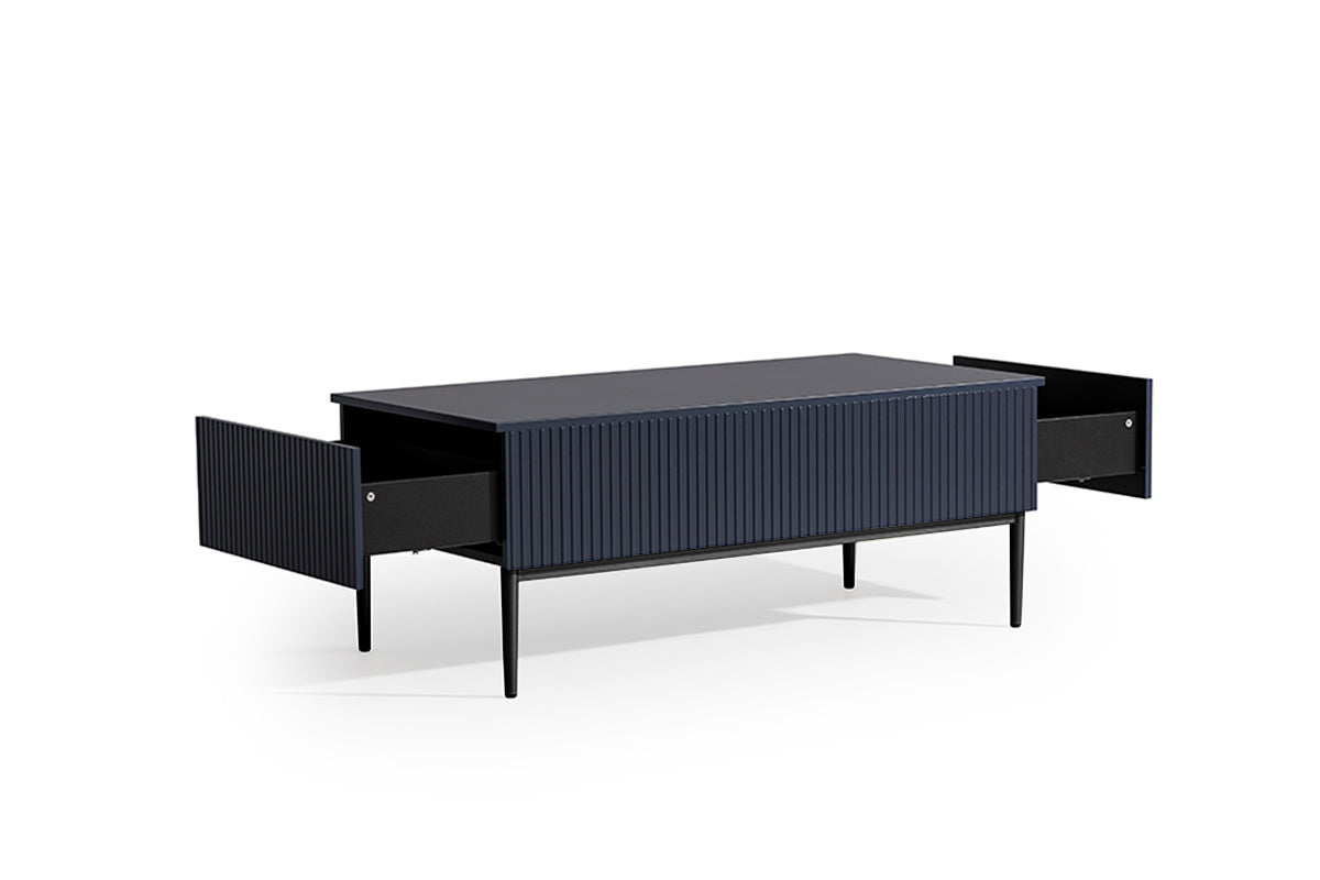 Tavolino Nicole 2 cassetti 120x60 cm piede in metallo nero