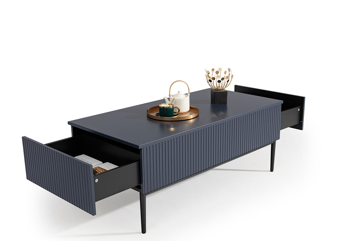 Tavolino Nicole 2 cassetti 120x60 cm piede in metallo nero