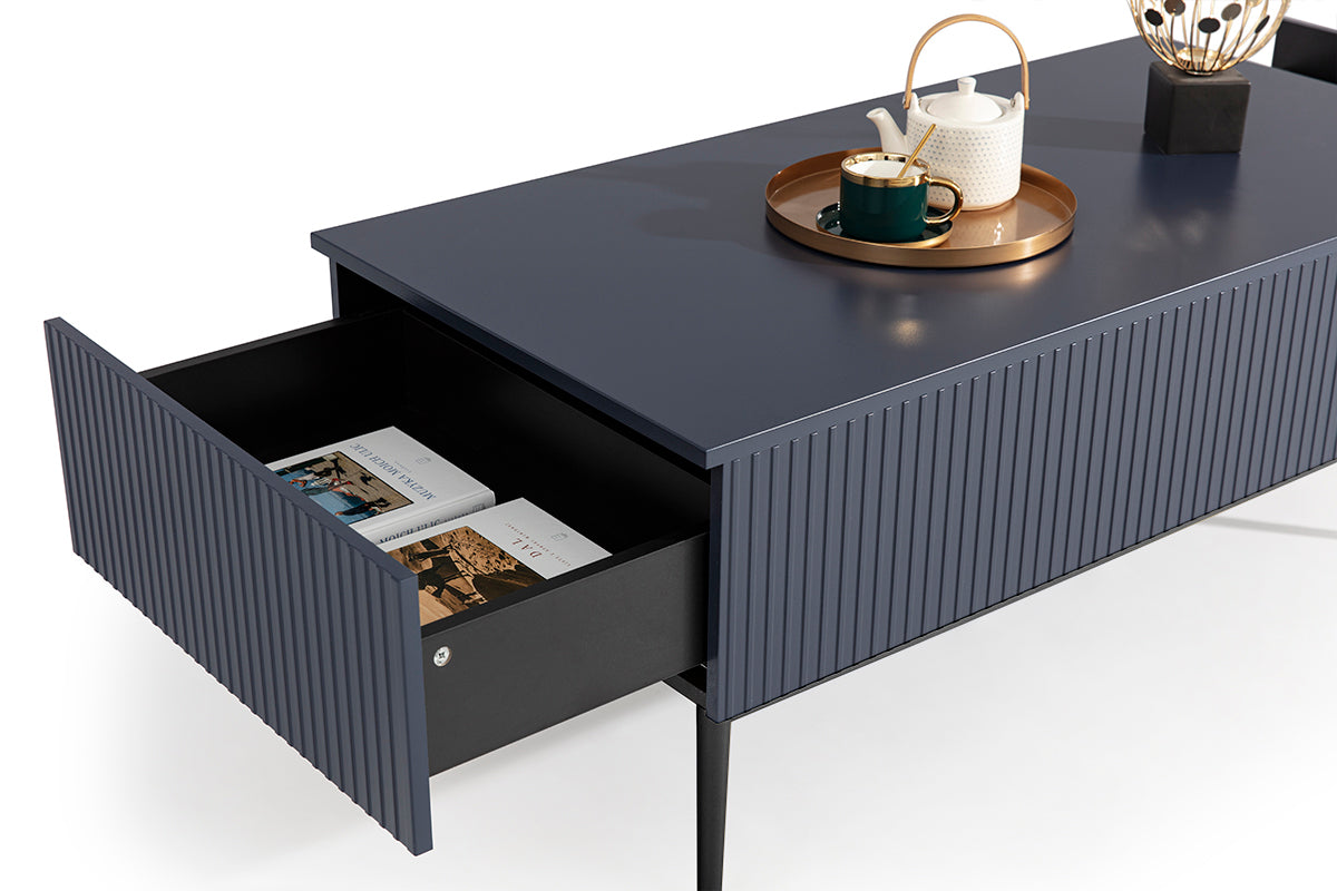 Tavolino Nicole 2 cassetti 120x60 cm piede in metallo nero