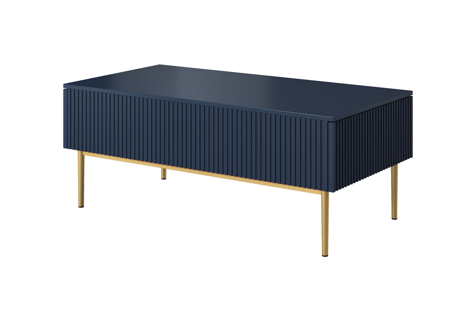 Tavolino Nicole 2 cassetti 120x60 cm piede in metallo oro