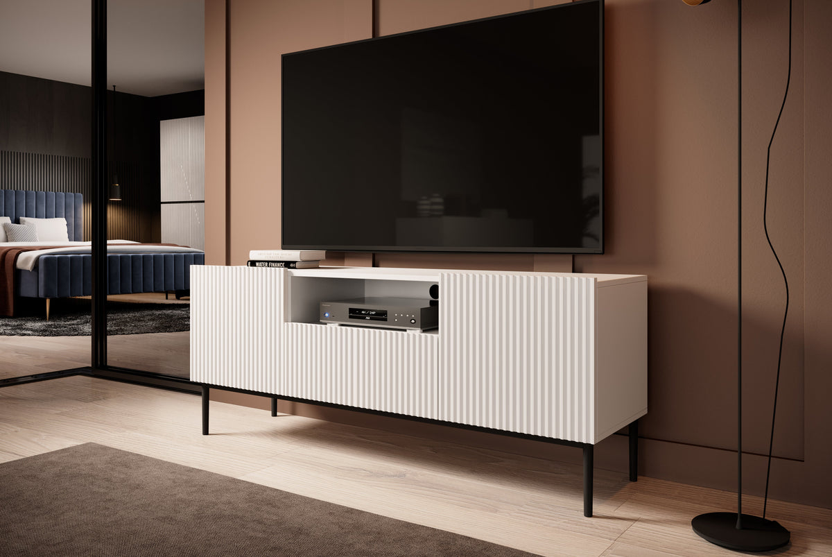 Mobile TV 2 ante e 1 cassetto con piede in metallo nero Nicole 150 x 45 cm