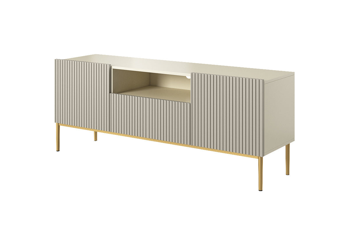 Mobile TV 2 ante e 1 cassetto con piede in metallo oro Nicole 150 x 45 cm