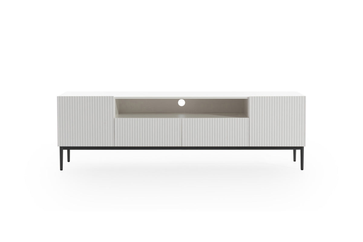Mobile TV 2 ante e 2 cassetti con piede in metallo nero Nicole 200 x 45 cm