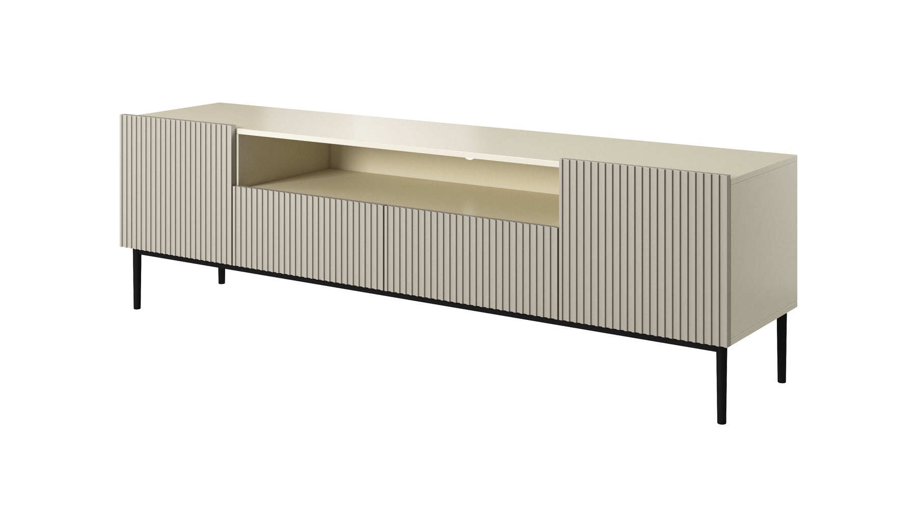 Mobile TV 2 ante e 2 cassetti con piede in metallo nero Nicole 200 x 45 cm