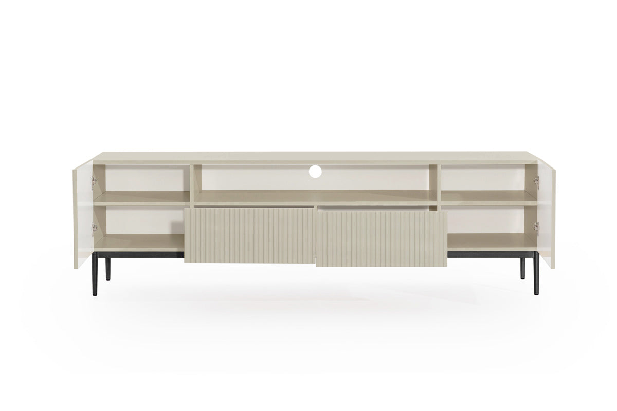Mobile TV 2 ante e 2 cassetti con piede in metallo nero Nicole 200 x 45 cm