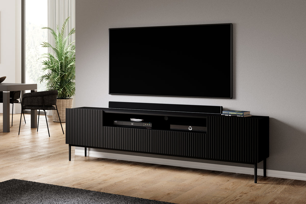 Mobile TV 2 ante e 2 cassetti con piede in metallo nero Nicole 200 x 45 cm