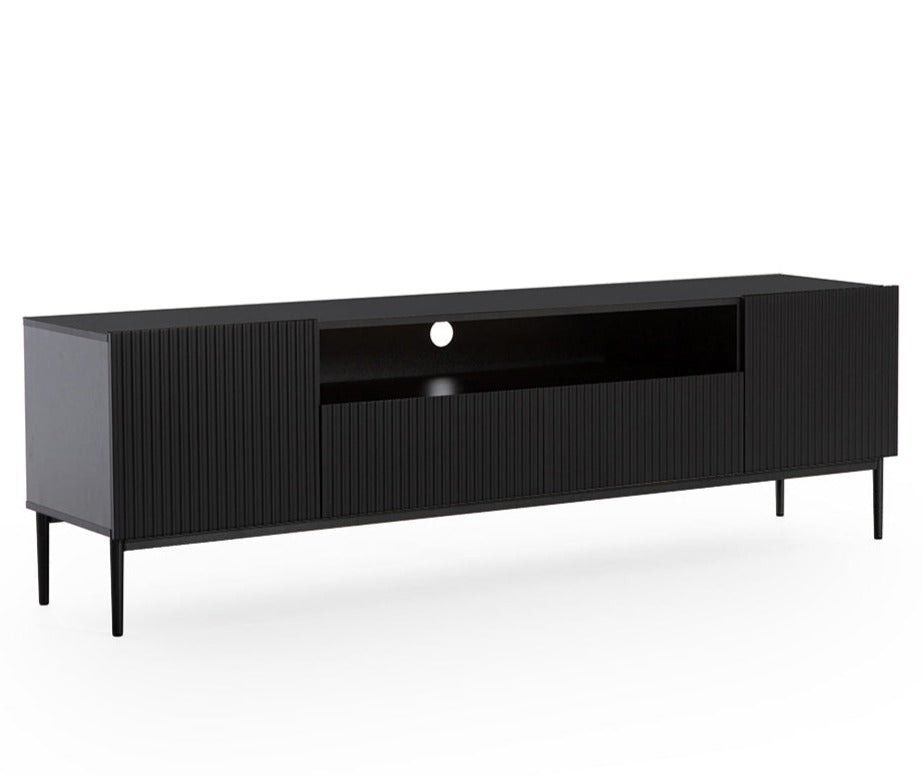 Mobile TV 2 ante e 2 cassetti con piede in metallo nero Nicole 200 x 45 cm