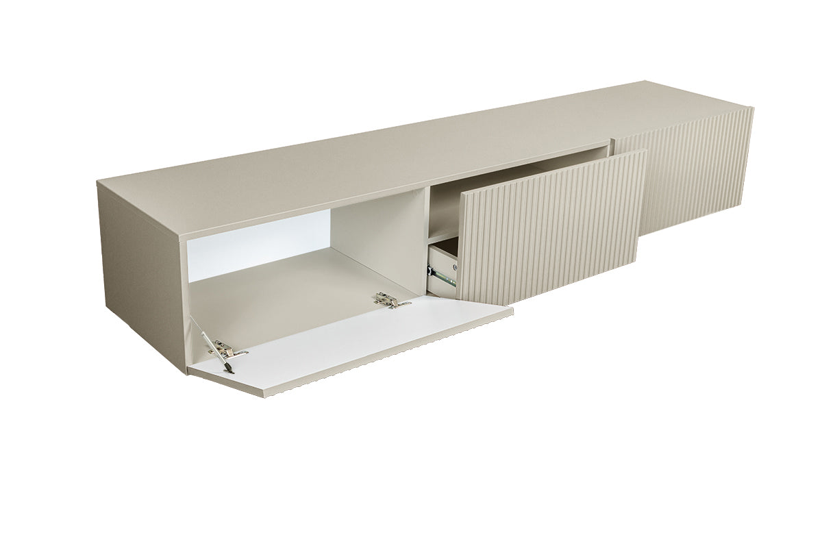 Mobile TV sospeso cachemire con 2 ante a ribalta 1 cassetto Nicole 200 x 45 cm