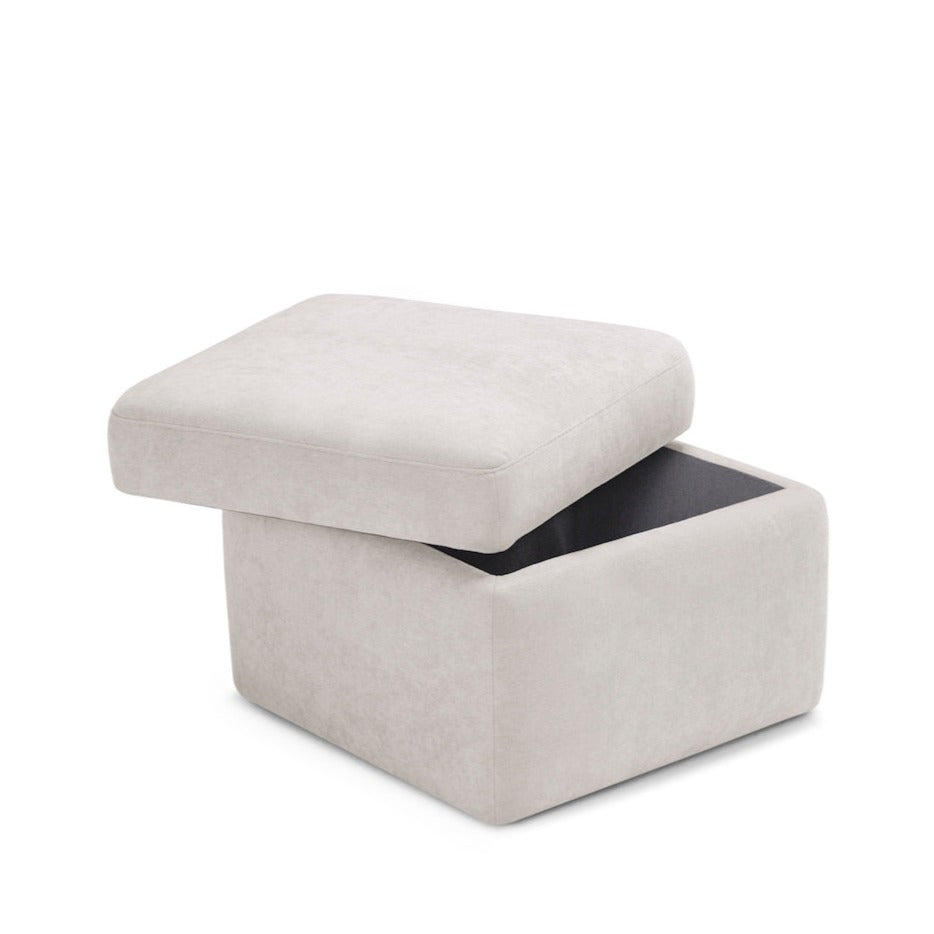 Pouf Contenitore Made in Italy in Tessuto Cinigliato Beige - VULGANO