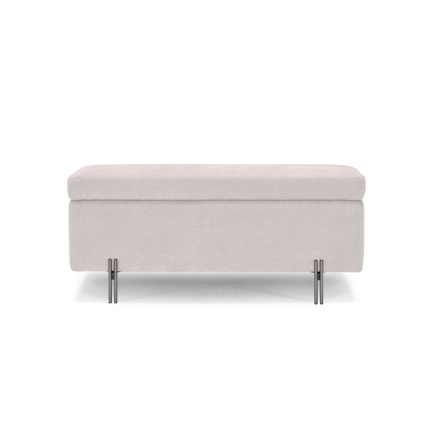 Panca contenitore Made in Italy in tessuto cinigliato beige - SARDORELLA 110x45 cm
