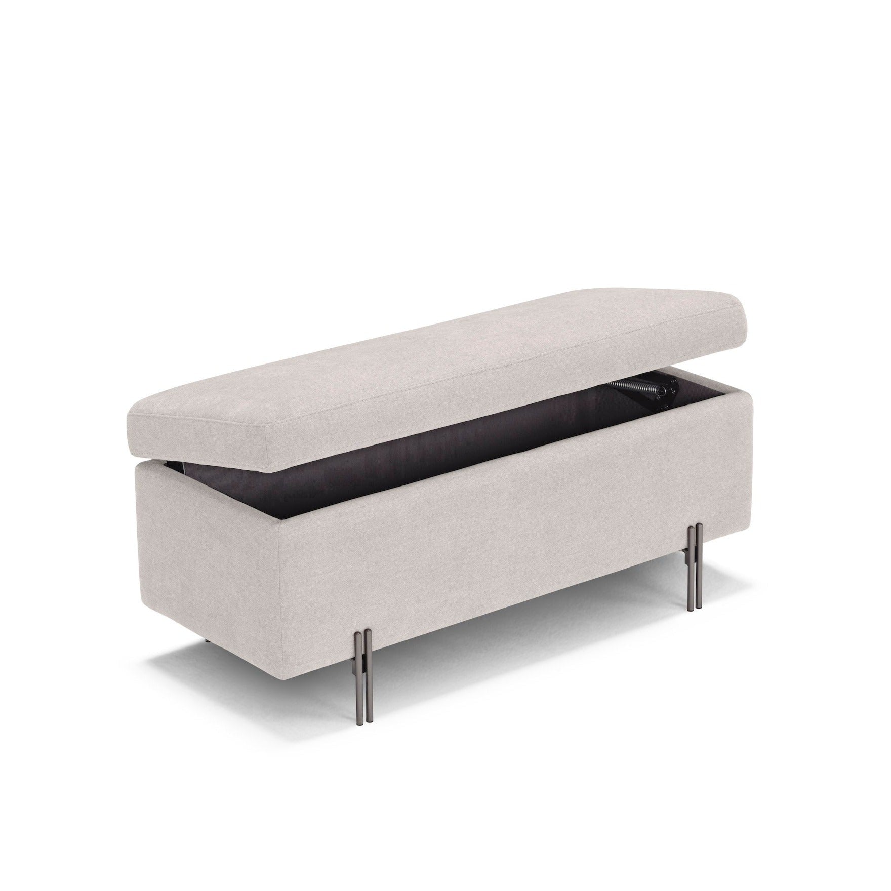 Panca contenitore Made in Italy in tessuto cinigliato beige - SARDORELLA 110x45 cm