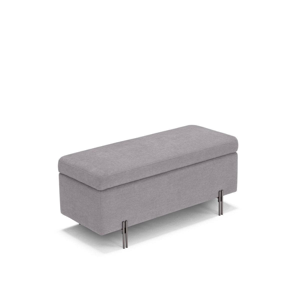 Panca Contenitore Made in Italy in Tessuto Cinigliato Grigio Chiaro - SARDORELLA 110x45 cm