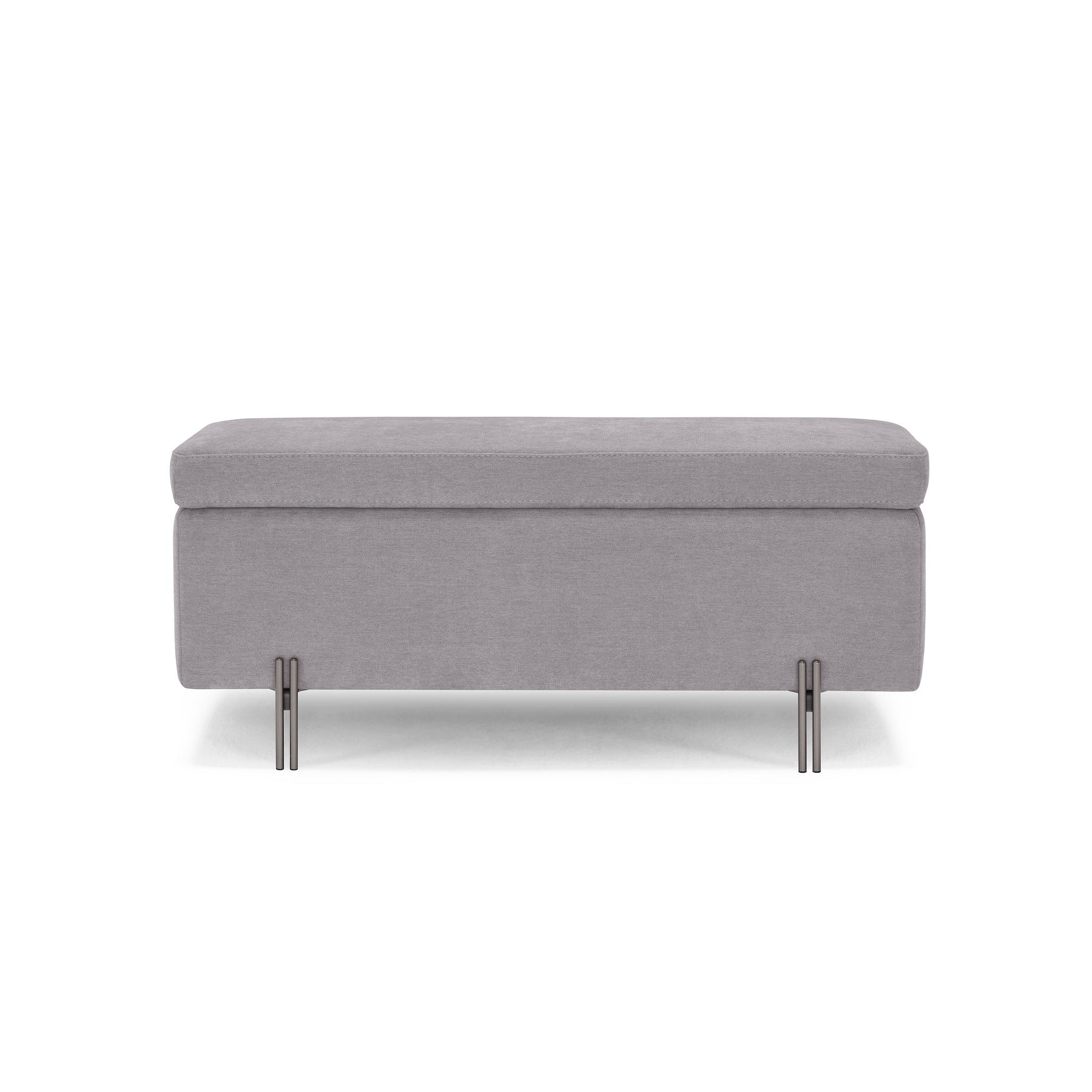 Panca Contenitore Made in Italy in Tessuto Cinigliato Grigio Chiaro - SARDORELLA 110x45 cm